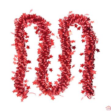 GUIRLANDE DE NOEL ÉTOILE 9 CM*2M*5 PLY COULEUR ROUGE