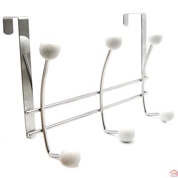 PATÈRE EN MÉTAL À 6 CROCHETS EN CHROME ET BLANC