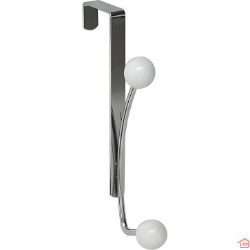 PATÈRE EN METAL À 2 CROCHETS EN CHROME ET BLANC