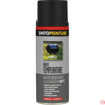 PEINTURE HAUTE TEMPÉRATURE NOIRE EN AÉROSOL 400 ML POUR MÉTAL SINTODECO