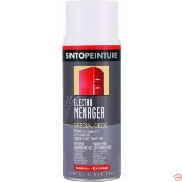 PEINTURE BLANCHE BRILLANTE EN AÉROSOL POUR ÉLECTROMÉNAGER 400 ML SINTO