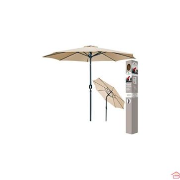 PARASOL INCLINABLE TAUPE DIAMÈTRE 300 CM HAUTEUR 1.6 M EN ALUMINIUM ET TOILE EN POLYESTER 200 G