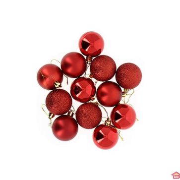 BOULE DE NOËL DIAM 5CM X12PCS - COLORIS ROUGE