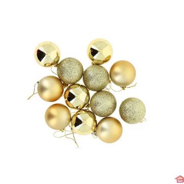 BOULE DE NOËL DIAM 5CM X12PCS - COLORIS OR