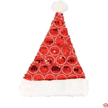 BONNET DE NOEL A SEQUINS ROUGE