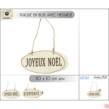 PLAQUE EN BOIS AVEC MESSAGE JOYEUX NOËL ET BONNES FÊTES