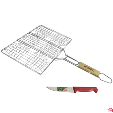 GRILLE VIANDE GRAND MODÈLE AVEC MANCHE EN BOIS LAMACOM