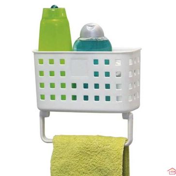 PANIER EN PP BLANC AVEC PORTE-SERVIETTES À VENTOUSES