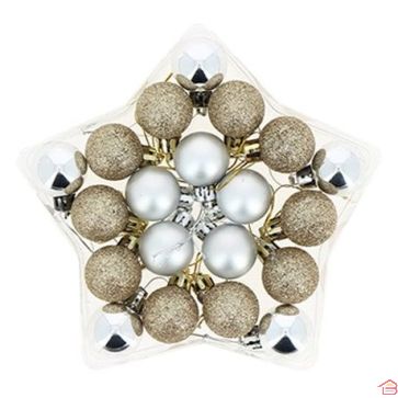 BOÎTE ÉTOILE DE 20 BOULES DE NOËL DE 3 CM CHAMPAGNE