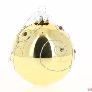 BOULE DE NOEL BRILLANTE COULEUR CHAMPAGNE D:8 CM
