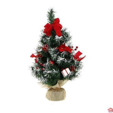 SAPIN DE TABLE NOEUD DE NOËL ROUGE 50 CM