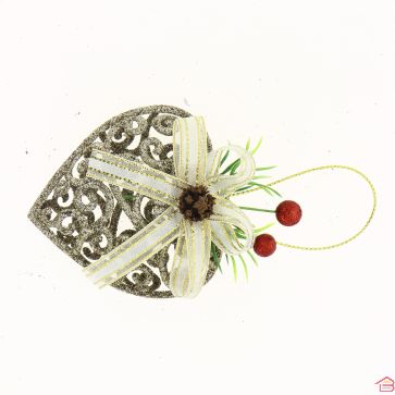 SUSPENSION BOULE ET COEUR PAILLETTE 2 PCS 10 CM CHAMPAGNE FÉERIQUE