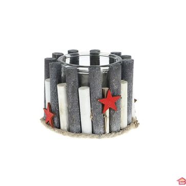 POT TRANSPARENT DECORE AVEC DU BOIS 10XH5/7