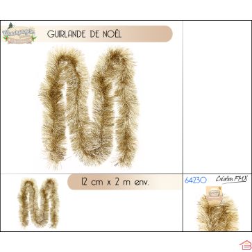 GUIRLANDE DE NOËL ANGE 12 CM CHAMPAGNE 6 PLIS