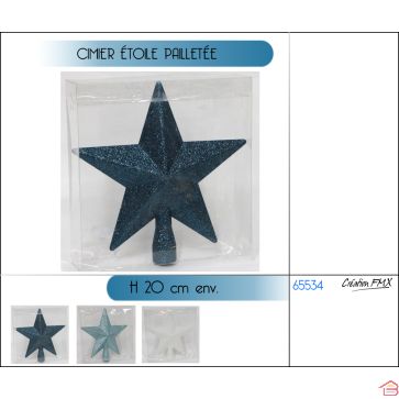 CIMIER ÉTOILE PAILLETÉE BLEU 20 CM NOËL EN LAPONIE