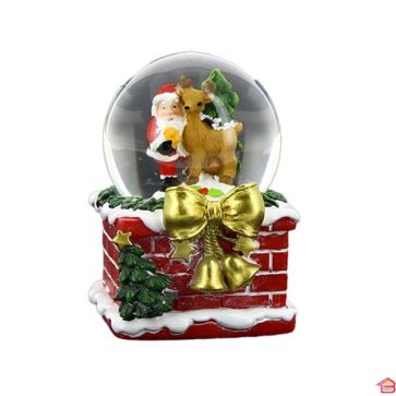 BOULE A NEIGE CHEMINEE ENNEIGEE - D45MM - 2 ASS