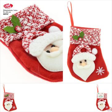 BOTTE DE NOËL DE PERSONNAGE NOËL ET HOUX 9x16 CM