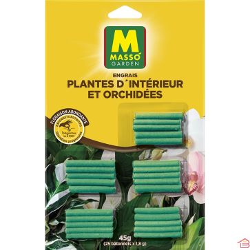 BOÎTE DE 25 BÂTONNETS ENGRAIS POUR PLANTES D'APPARTEMENT ET ORCHIDÉES NPK 12 10 12 NUTRITION 8 SEMAINES