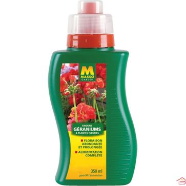 ENGRAIS LIQUIDE GÉRANIUMS ET PLANTES FLEURIES 350 ML MASSO GARDEN