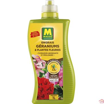 ENGRAIS LIQUIDE POUR GÉRANIUMS ET PLANTES FLEURIES 1 L MASSO GARDEN