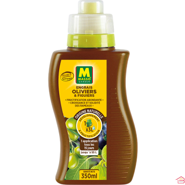 ENGRAIS LIQUIDE POUR OLIVIERS ET FIGUIERS 350 ML FORMULE ORGANO MINÉRALE NPK 2 2 5 POUR FLORAISON ET FRUCTIFICATION