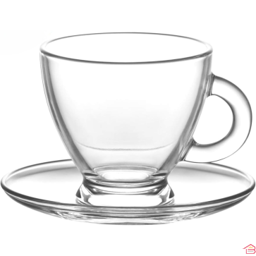 SERVICE À CAFÉ EN VERRE LAV ROMA 12 PIÈCES 95 ML AVEC SOUS-TASSES