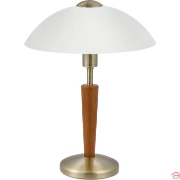 LAMPE DE TABLE DESIGN EN ACIER ET BOIS AVEC VARIATEUR TACTILE ABAT-JOUR EN VERRE BLANC E14 SANS AMPOULE