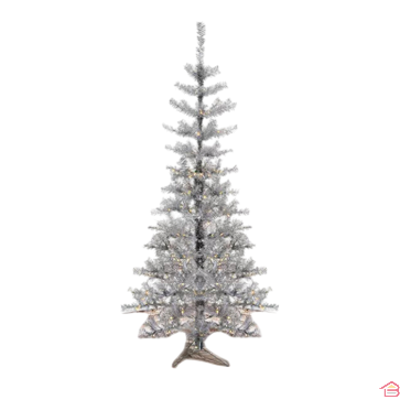 SAPIN ARGENTÉ 120 CM AVEC 200 TÊTES DE 7 CM