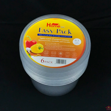 6 BOITES ALIMENTAIRES RONDES 480ML FLASH