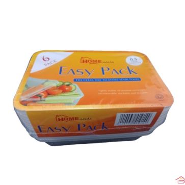 6 BOITES ALIMENTAIRES RECTANGULAIRES 500 ML FLASH