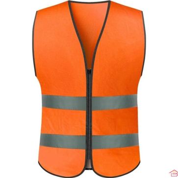 GILET ORANGE DE HAUTE VISIBILITÉ EN POLYESTER ET MESH