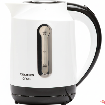 BOUILLOIRE ÉLECTRIQUE TAURUS AROA 1,7L 2200W EN PLASTIQUE BLANC AVEC FILTRE ANTI-CALCAIRE ET ARRÊT AUTOMATIQUE