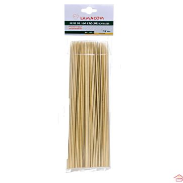 100 BROCHES EN BOIS 25 CM LAMACOM