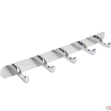 PORTE-MANTEAUX MURAL 5 CROCHETS EN MÉTAL CHROMÉ