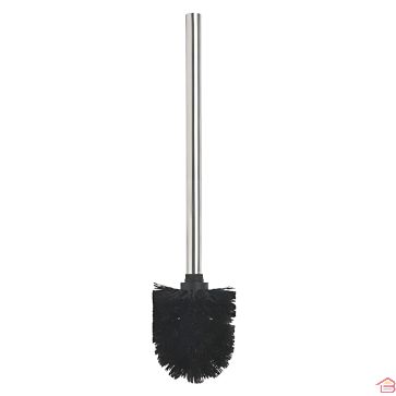 BROSSE WC NOIRE AVEC MANCHE EN ACIER INOXYDABLE