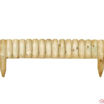 BORDURE EN BOIS PINÈDE 112 CM X 20-35 CM DEMI-RONDIN PIN SYLVESTRE TRAITÉ AUTOCLAVE