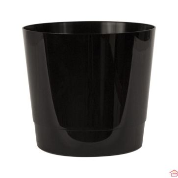 CACHE POT MEY AVEC ROUES 30 CM NOIR