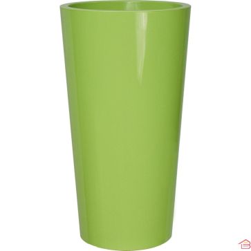 POT DE FLEURS DESIGN VERT BRILLANT 33 CENTIMÈTRES AVEC BAC INTÉGRÉ EURO3PLAST