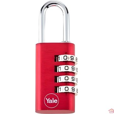 CADENAS À COMBINAISON 38 MM ALUMINIUM ROUGE 4 CHIFFRES RÉINITIALISABLE