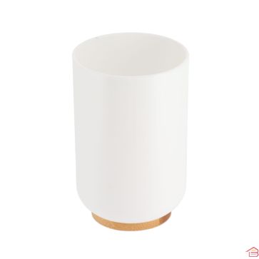 GOBELET EN PLASTIQUE BLANC ET BAMBOU