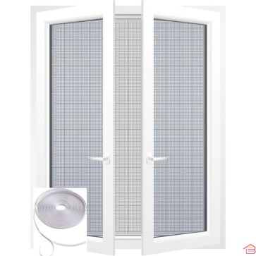 KIT MOUSTIQUAIRE BLANCHE POUR FENÊTRE 130 X 150 CENTIMÈTRES AVEC BANDE DE FIXATION ADHÉSIVE