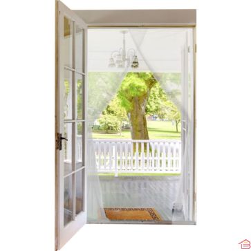 KIT MOUSTIQUAIRE PORTE 2 TOILES 75X220 CM AVEC BANDE DE FIXATION 6.6 M BLANC