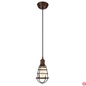 SUSPENSION PORT SETON ACIER MARRON ANTIQUE E27 1 X 60 W IP