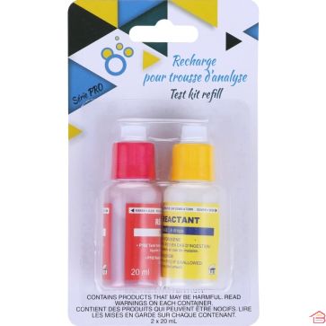 RECHARGES LIQUIDES POUR ANALYSE DE L'EAU CHLORE ET PH 2X20 ML