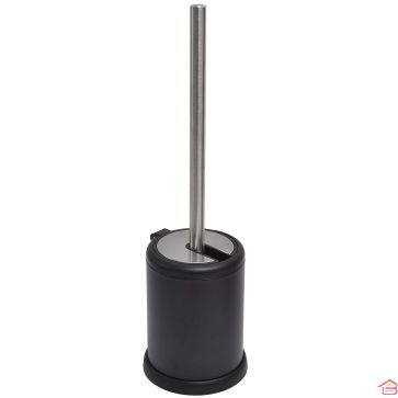 BROSSE WC NOIR MAT EN MÉTAL AVEC COUVERCLE RABATTABLE