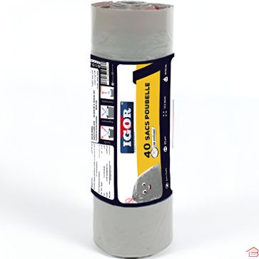 40 SACS POUBELLE GRIS 30 LITRES RÉSISTANTS