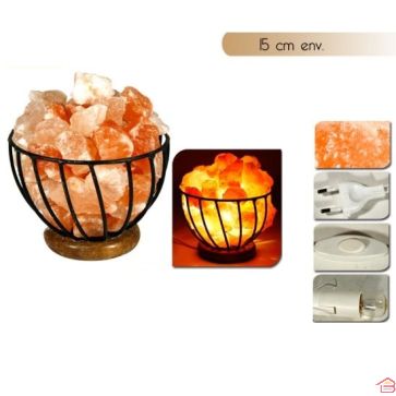 LAMPE EN CRISTAL DE SEL AVEC SUPPORT 15 CM