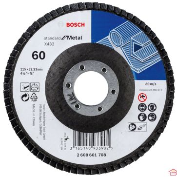 DISQUE ABRASIF PLATEAUX À LAMELLES EN MÉTAL BOSCH 115x22.23x60