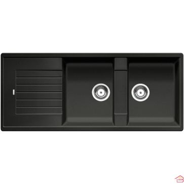ÉVIER DE CUISINE EN GRANIT ANTHRACITE BLANCO AVEC DEUX BACS ET ÉGOUTTOIR 1160X500 MM