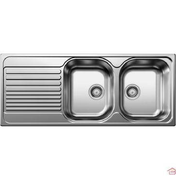 ÉVIER EN ACIER INOXYDABLE BLANCO TIPO 8S À POSER AVEC DEUX BACS ET UN ÉGOUTTOIR GAUCHE